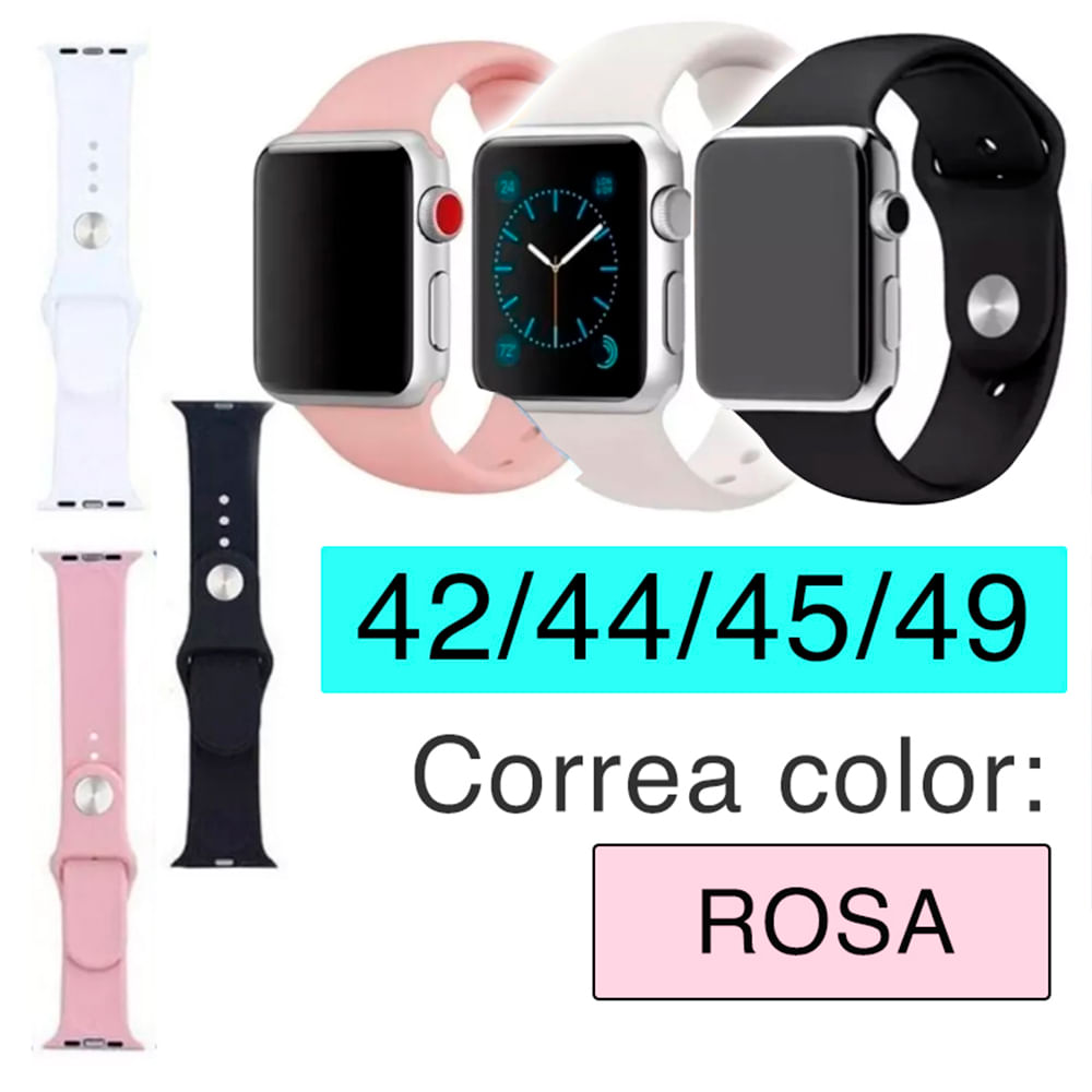 Correa Silicona para Apple Watch Color Rosa de 42 44 45 49 mm
