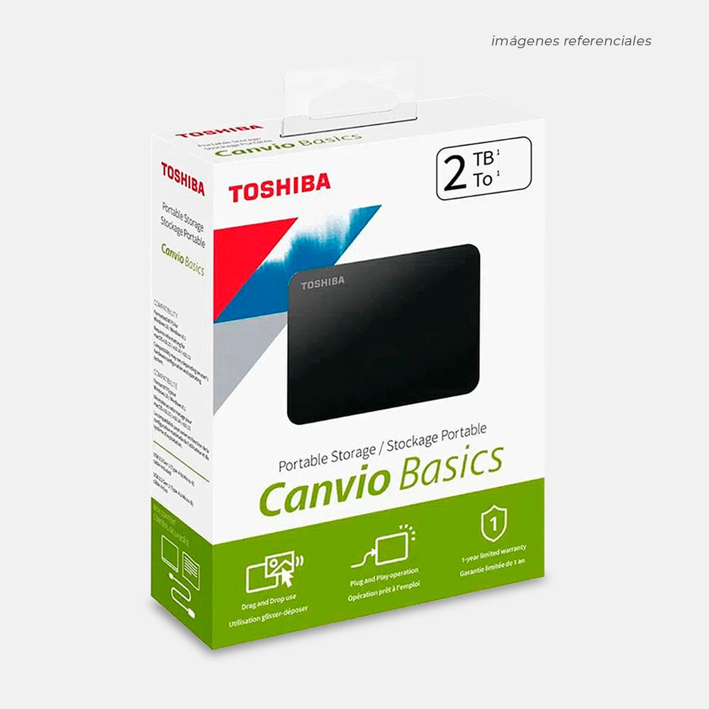 Disco Duro Externo TOSHIBA Canvio Basic, 2TB, USB 3.0, 2.5', Negro HDE2TBTOHDTB420