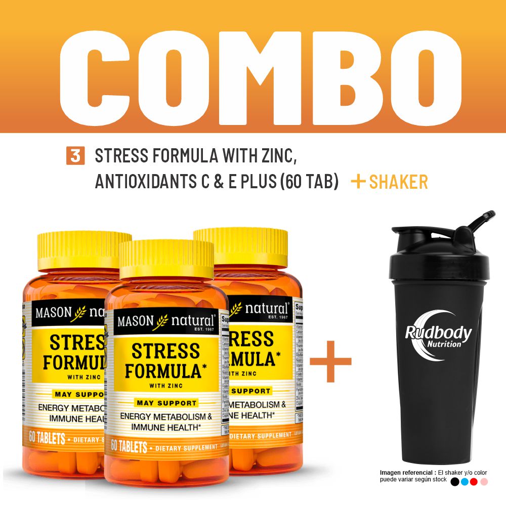 3 Stress Formula With Zinc, Antioxidants C & E Plus (60 Tab) + Shaker