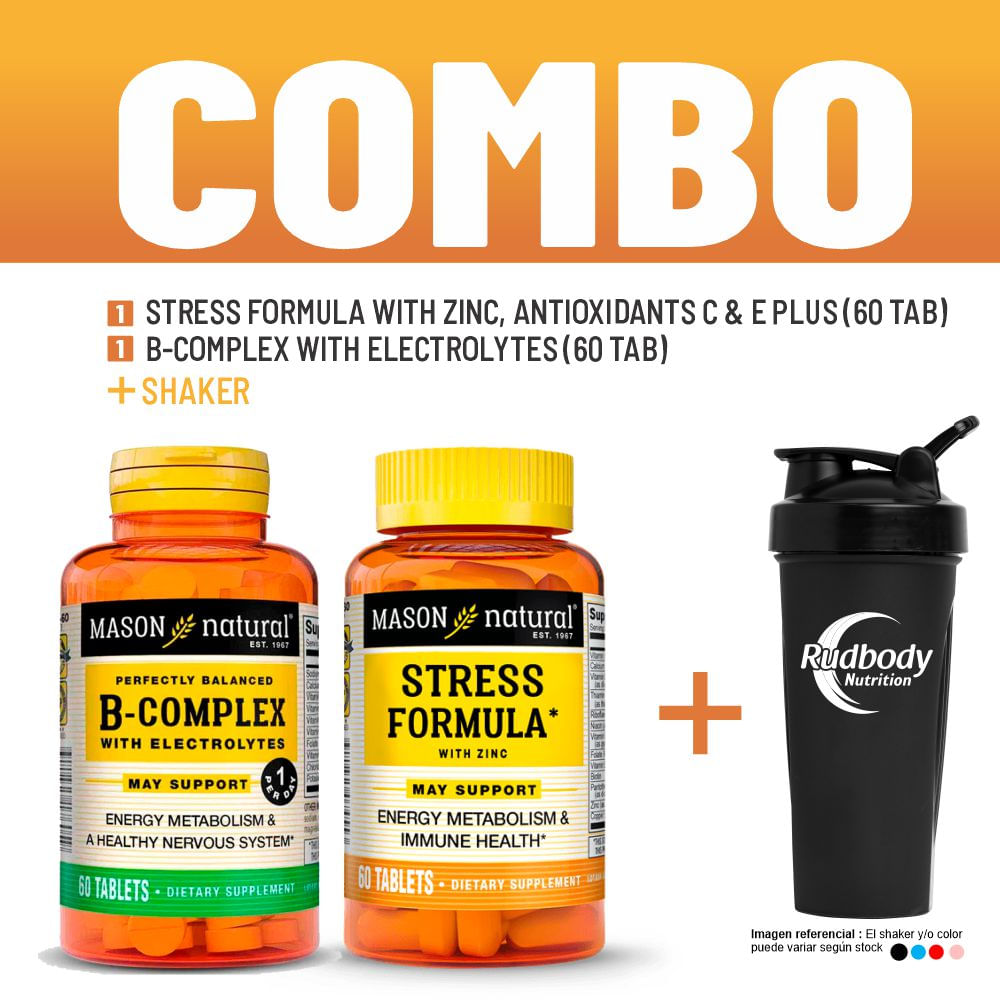 Stress Formula With Zinc,Antioxidants C & E Plus(60 Tab)+B-Complex With Electrolytes (60 Tab)+Shaker