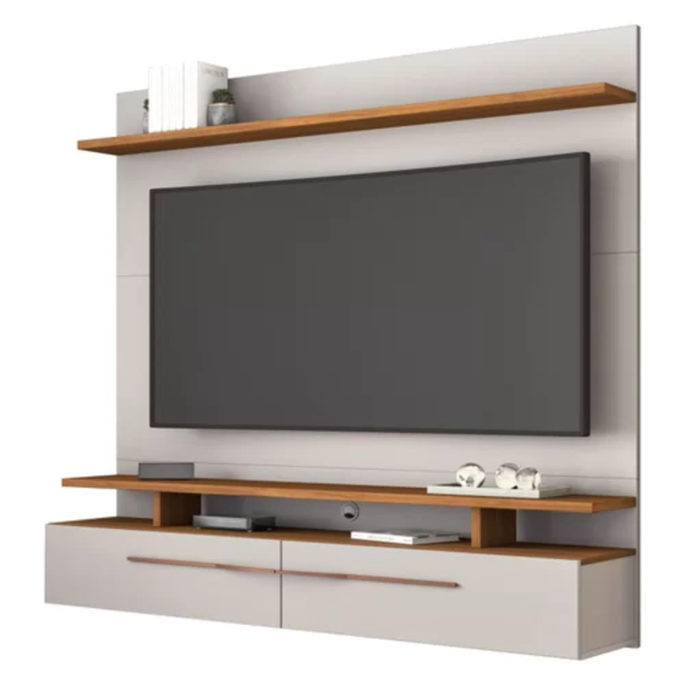 Mueble completo para TV flotante 2 cajones Argos color Blanco/Duna TU MESITA