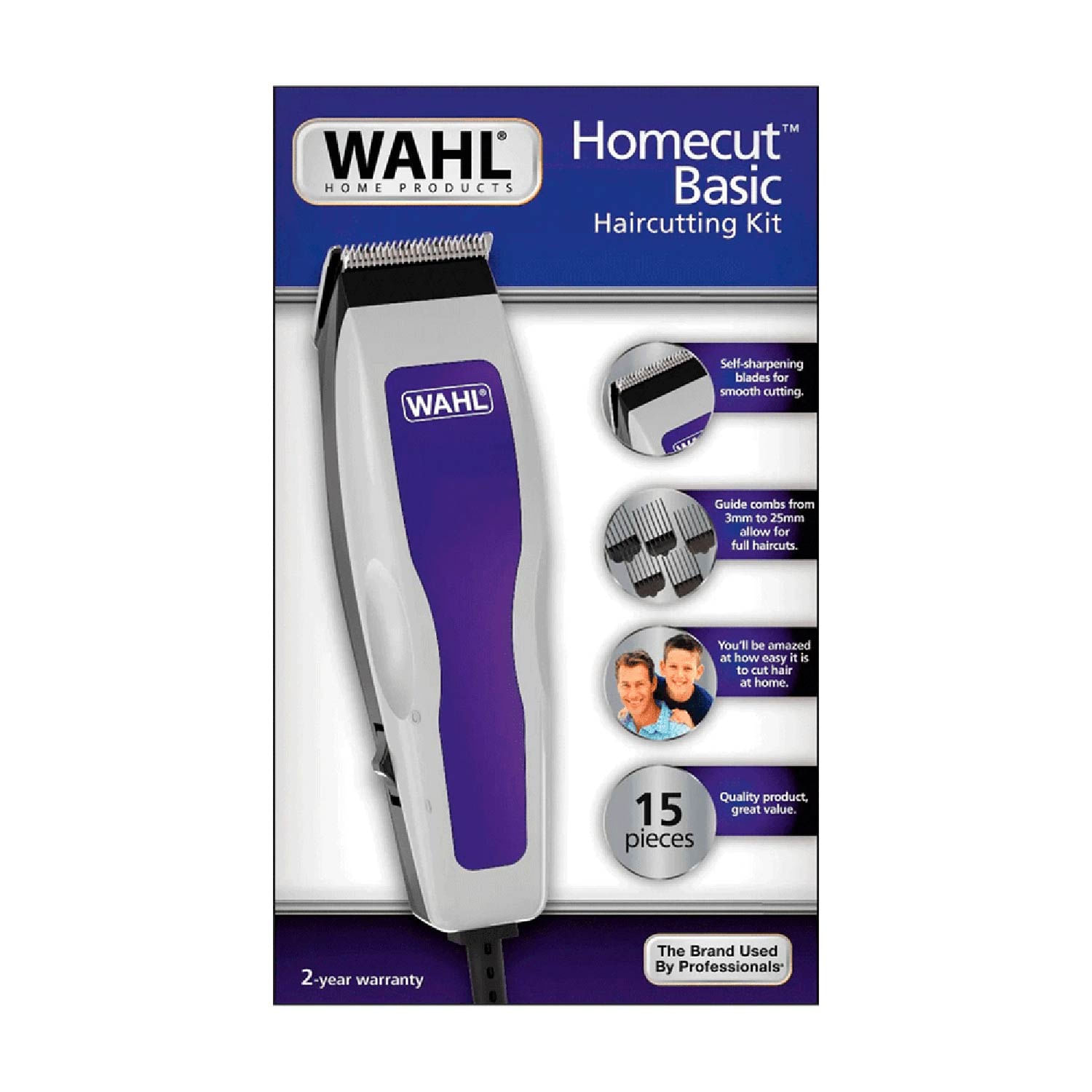Maquina de Cortar cabello wahl Home Cut Basic 15 piezas.