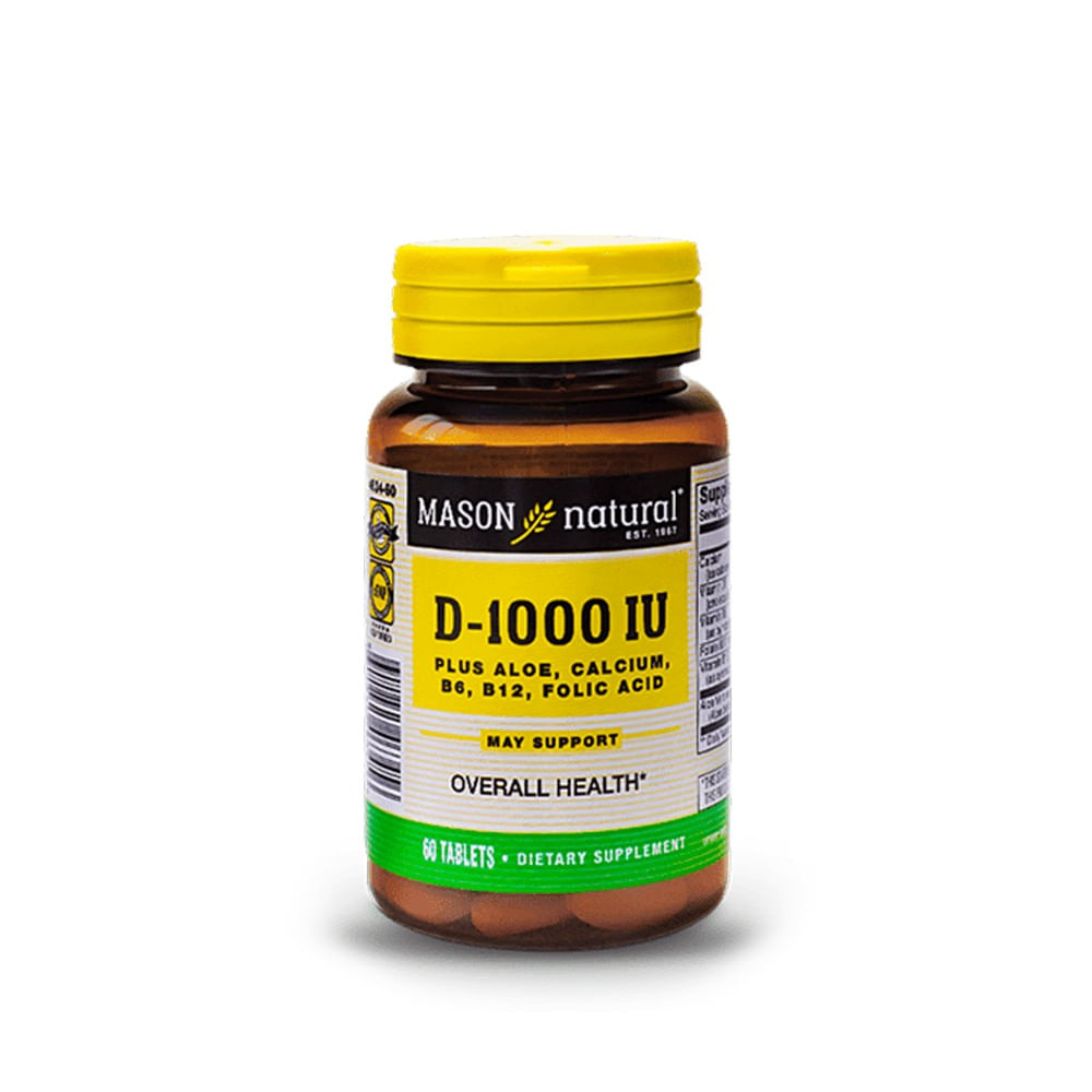 Vitamina D-1000 IU Mason Natural x 60 cápsulas