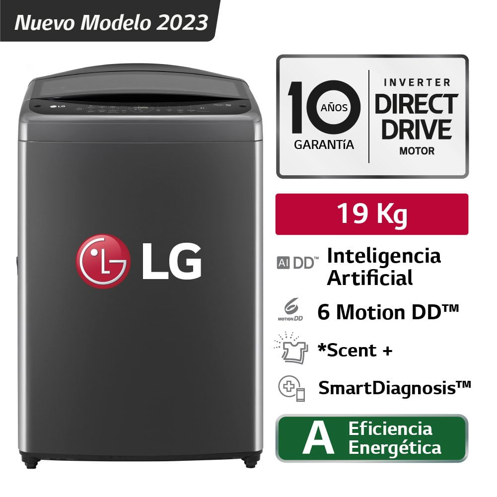 Lavadora 19Kg LG Smart Motion Carga Superior Negro  WT19BPB