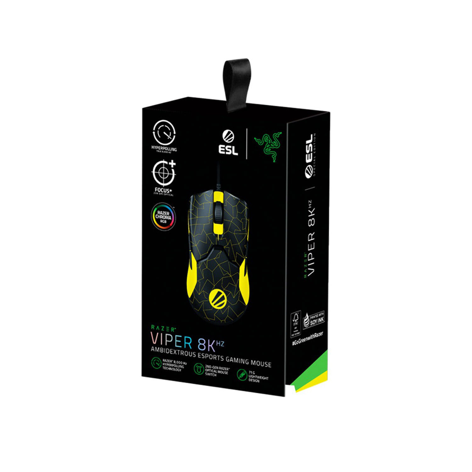 Mouse Razer Gamer Viper 8Khz Esl Ed Focus+Optical Switch Ambidextrous Black