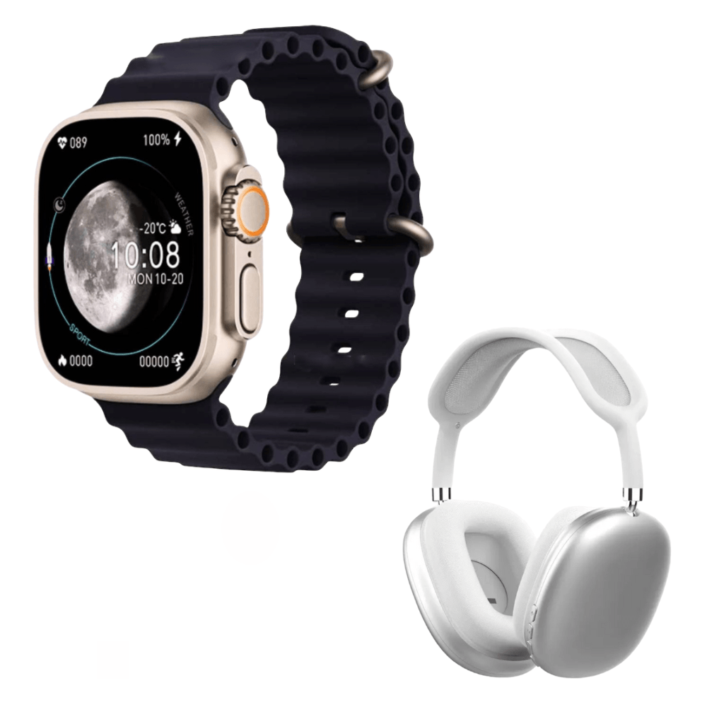 Pack Smartwatch Hello Watch 3 Negro 4GB Amoled Acuatico y Audífonos P9 Blanco