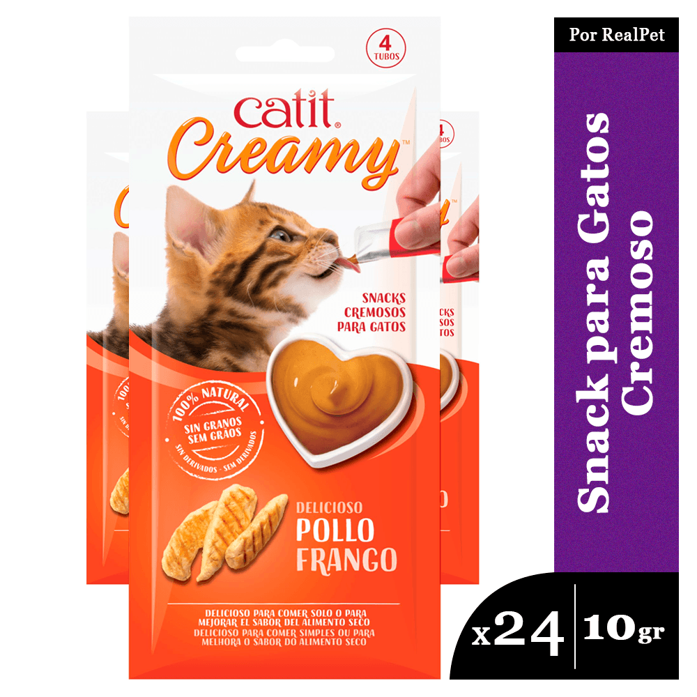 Snack Gato Cat It Creamy Sabor Pollo Sachets 24 x 10gr