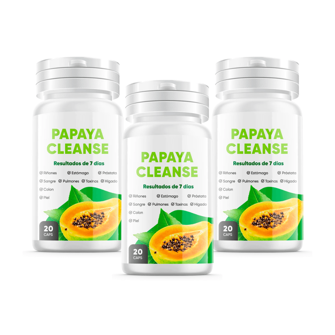 Pack 3 Frascos Suplemento Natural Papaya Cleanse 20 Cápsulas