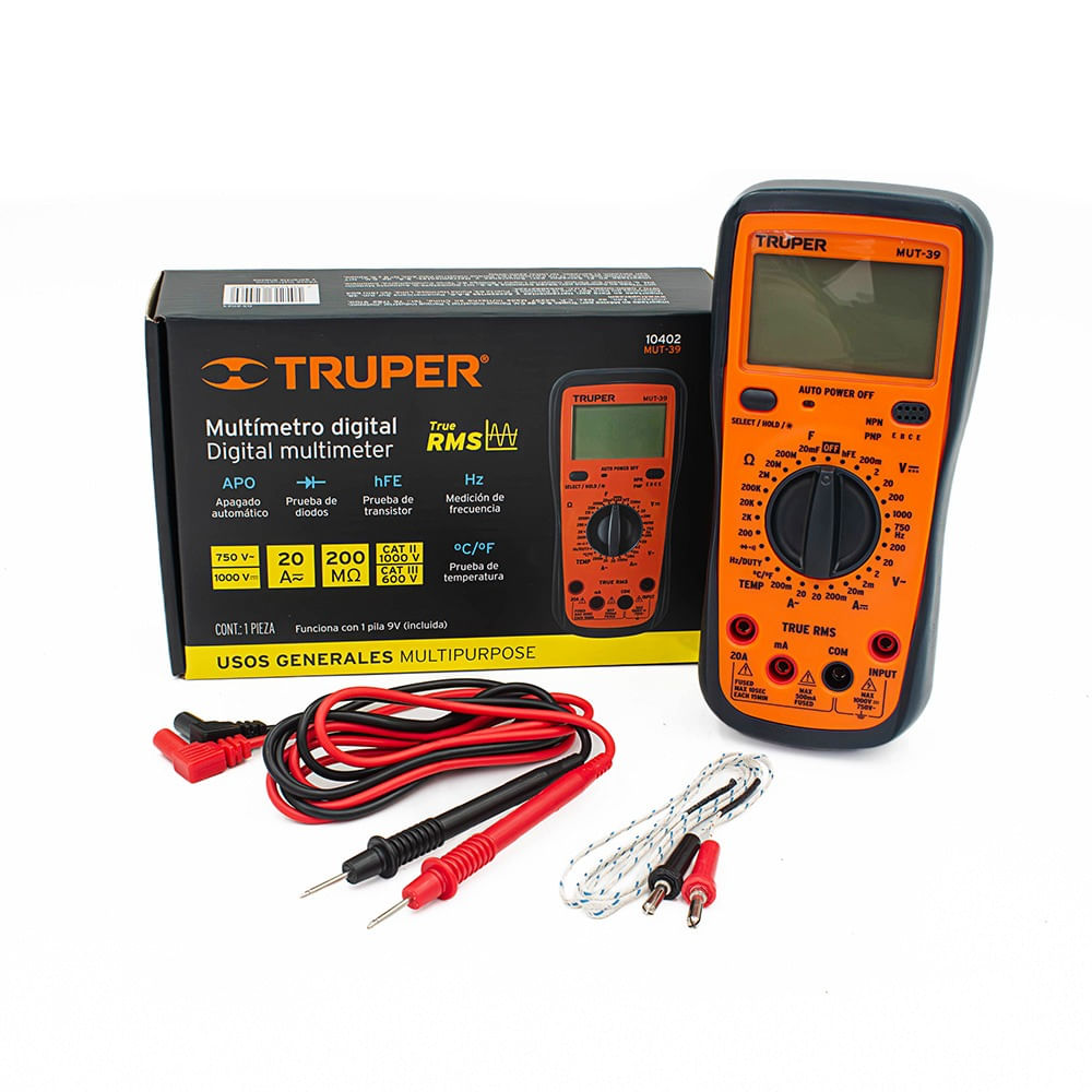 Multimetro Digital Profesional 2B-750V CA/CC Truper 10402