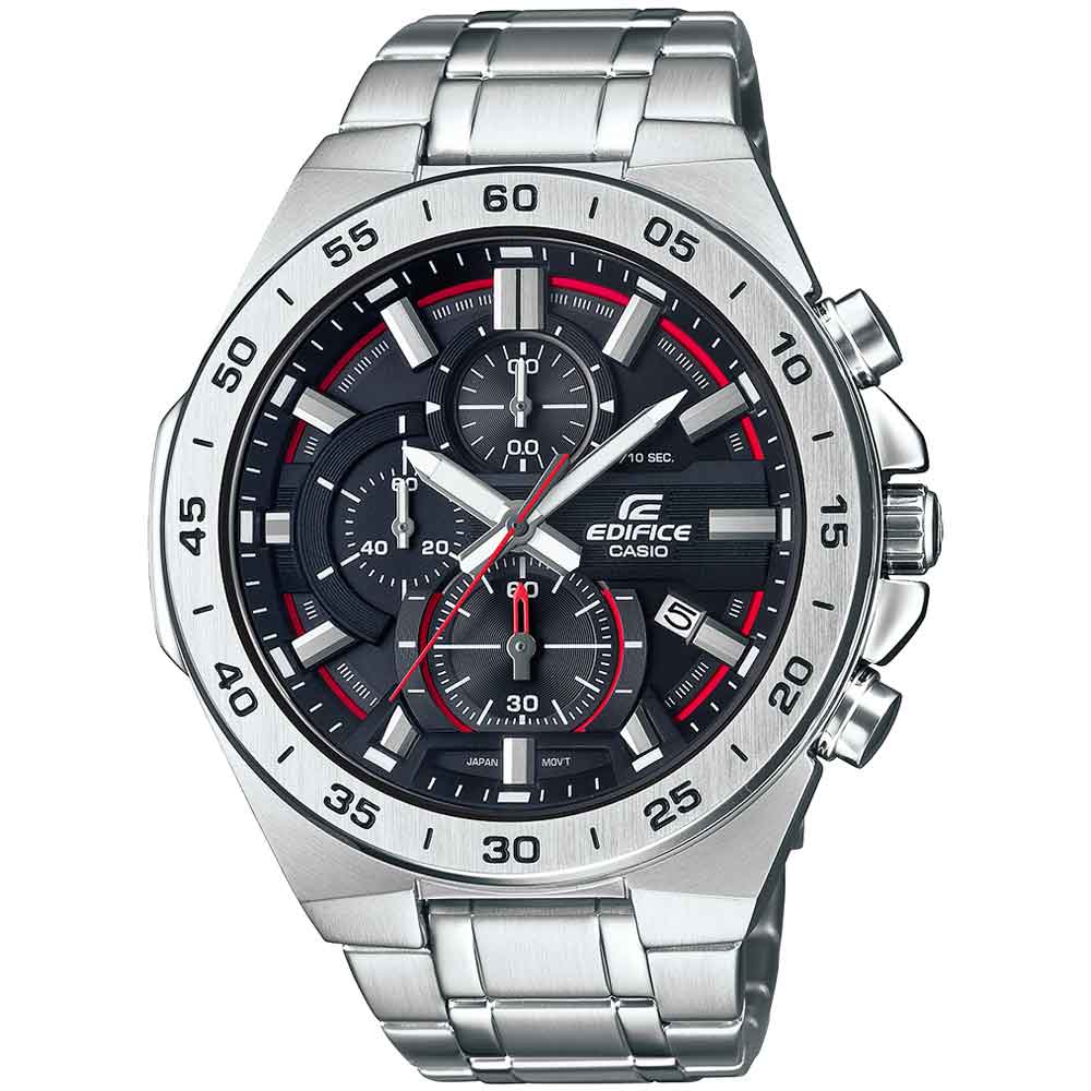 Reloj Casio Edifice EFR-564D-1AV Con Número de Serie para Hombre Cronómetro Plateado Negro Rojo