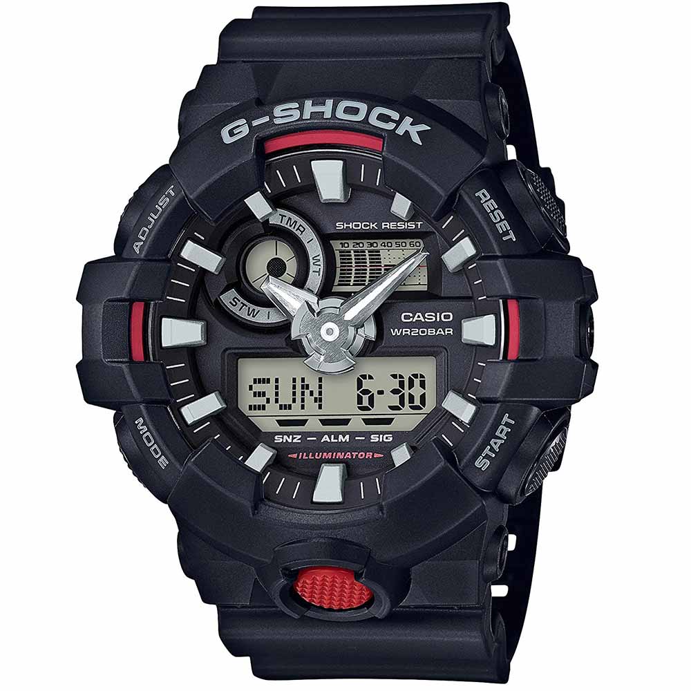 Reloj Casio G-Shock GA700-1A Genuino Para Hombre Digital Analógico Luz Led Acuático Negro Rojo