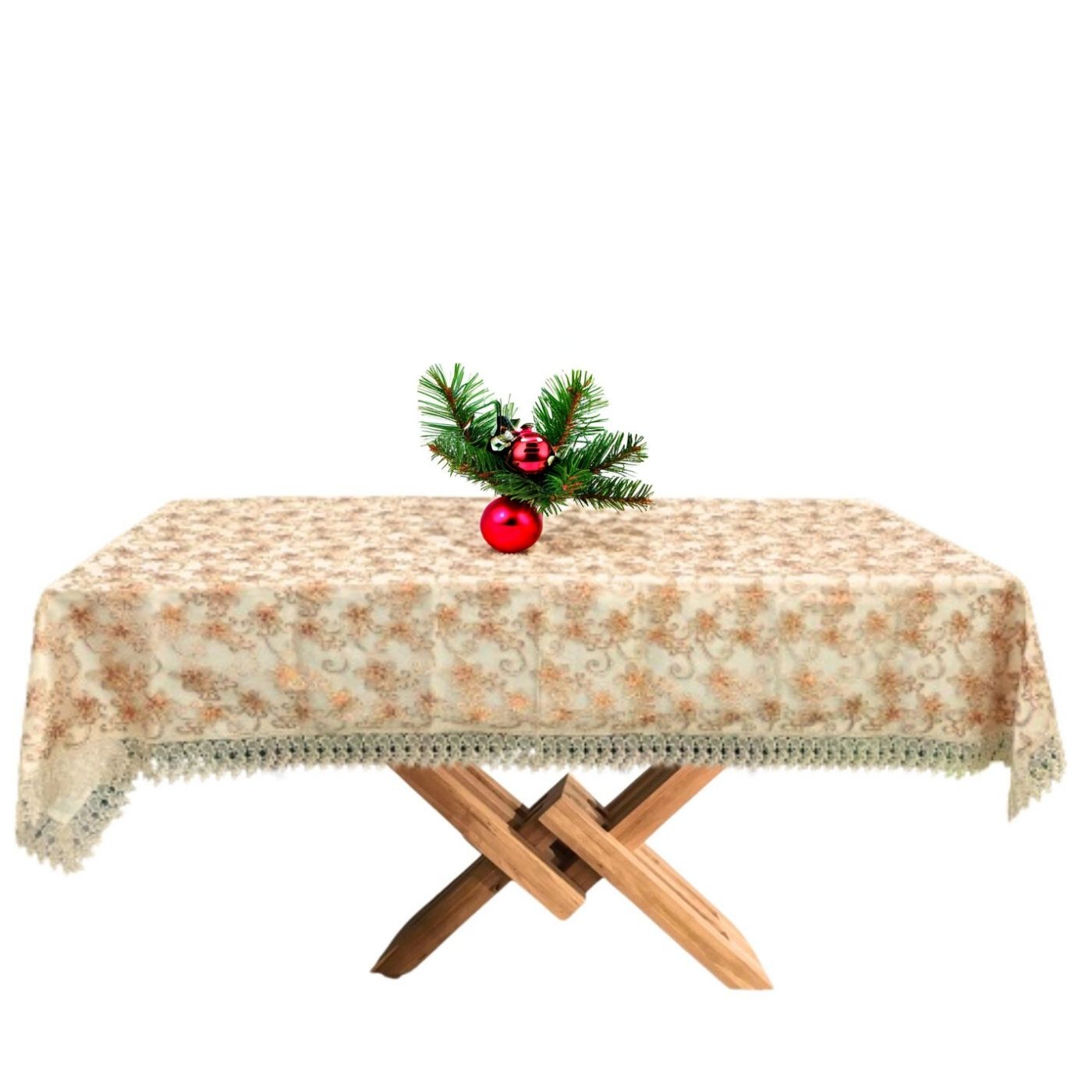 Mantel Rectangular Elegancia Dorada Bordado de 250 X 150 cm