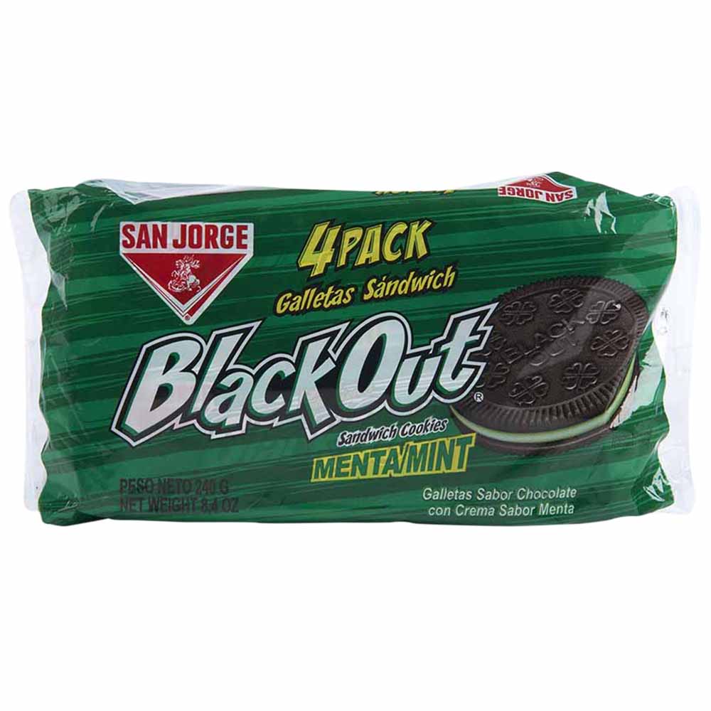 Galletas BLACK OUT Sandwich rellenas con Crema sabor a Menta Paquete 4un