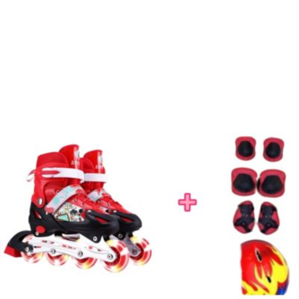 Patines Lineales Expandible con Luces Talla S color Rojo