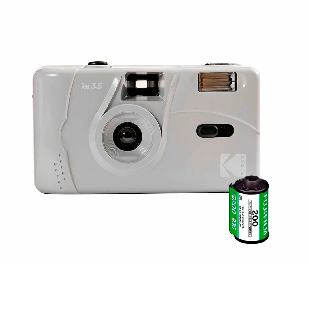 Camara de pelicula Kodak M35 con flash Gris reutilizable