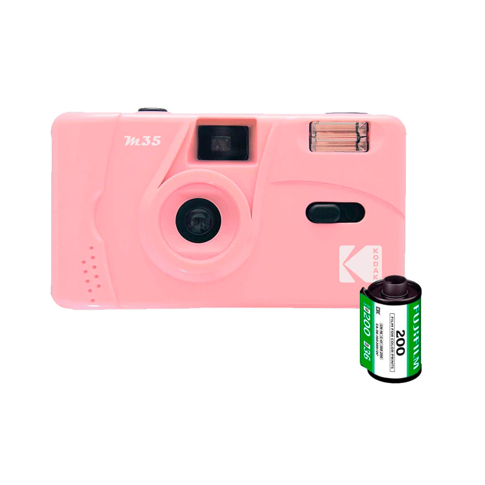 Camara de pelicula Kodak M35 con flash Rosa reutilizable