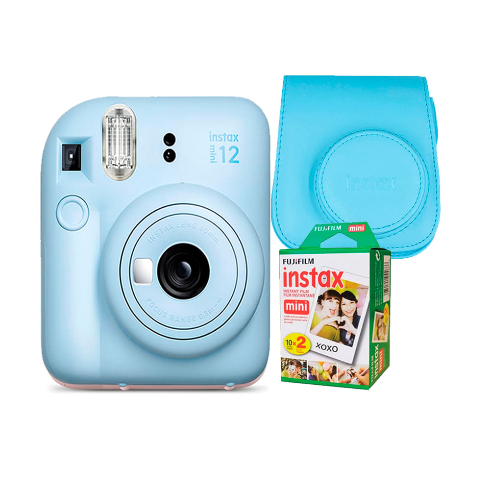Camara Fujifilm Instax Mini12 Azul Pastel+Estu Celeste+Pack Pelix20