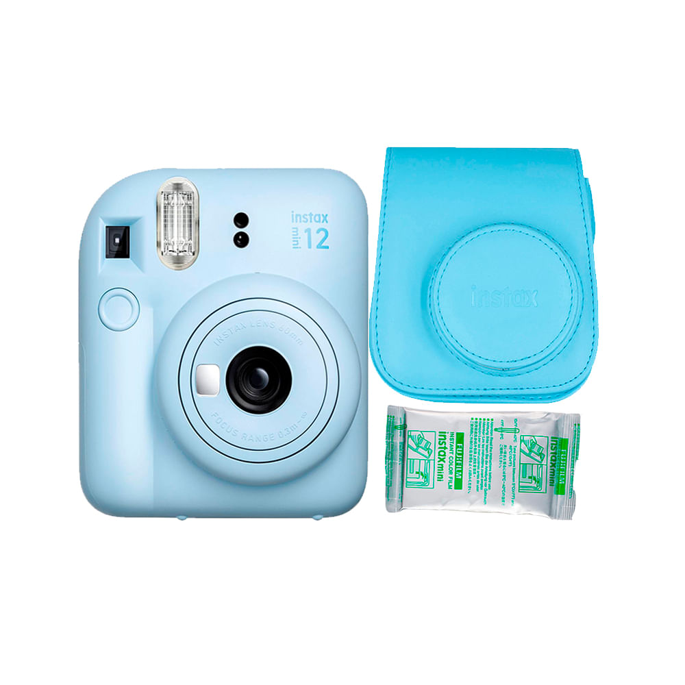 Camara Fujifilm Instax Mini12 Azul Pastel+Estuche Celeste+Pelix10