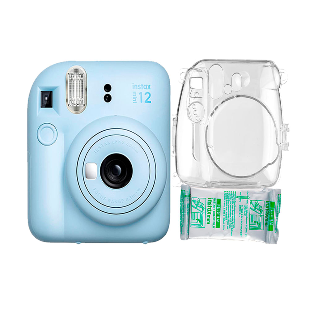 Camara Fujifilm Instax Mini 12 Azul Pastel+Estuche Transpa+Pelix10
