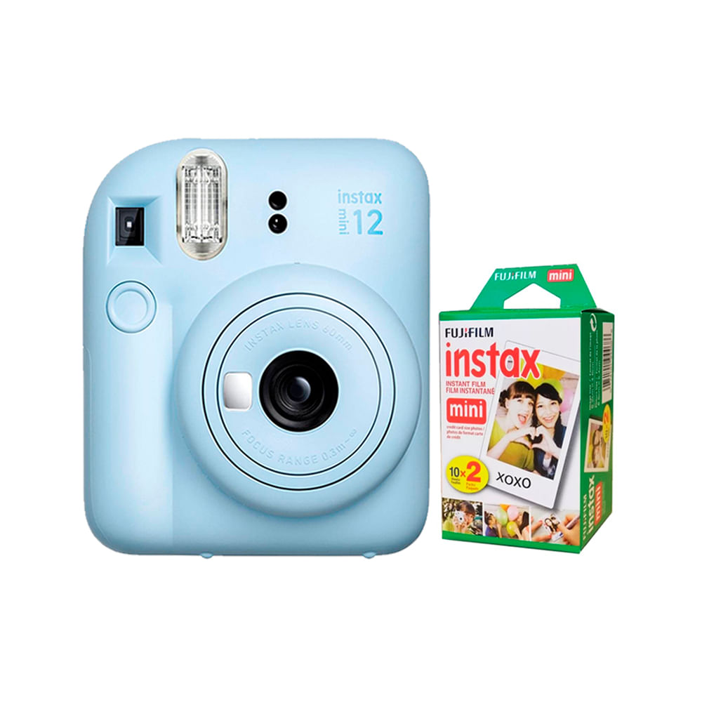 Camara Fujifilm Instax Mini12 Azul Pastel+Pack de Pelicula x20