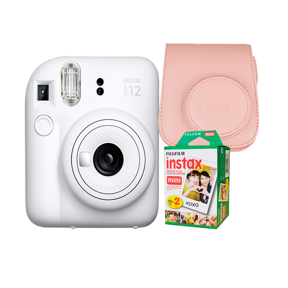 Camara Fujifilm Instax Mini12 Blanco Arcilla+Estu Rosado+Pack Pelix20