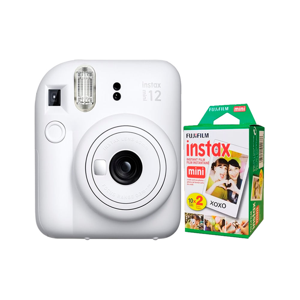 Camara Fujifilm Instax Mini12 Blanco Arcilla+Pack de Pelicula x20