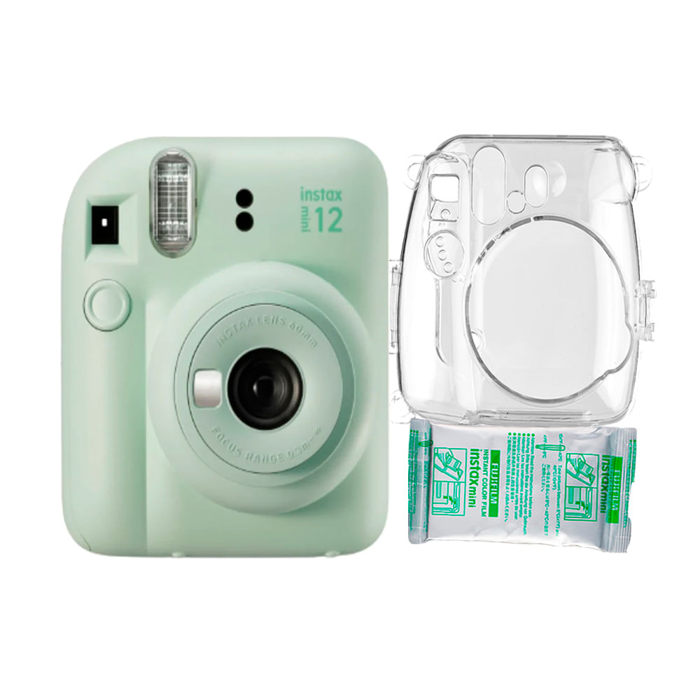 Camara Fujifilm Instax Mini 12 Verde Menta+Estuche Transpa+Pelix10