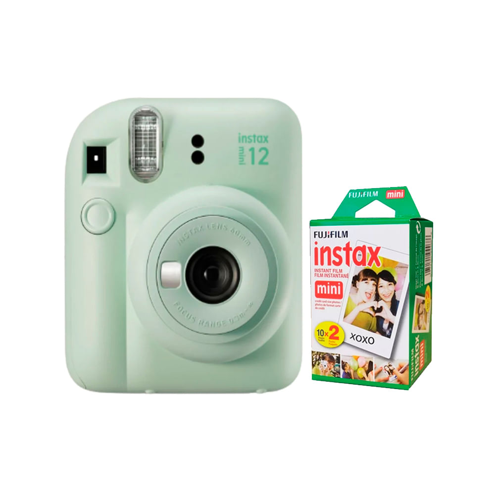 Camara Fujifilm Instax Mini12 Verde Menta+Pack de Pelicula x20