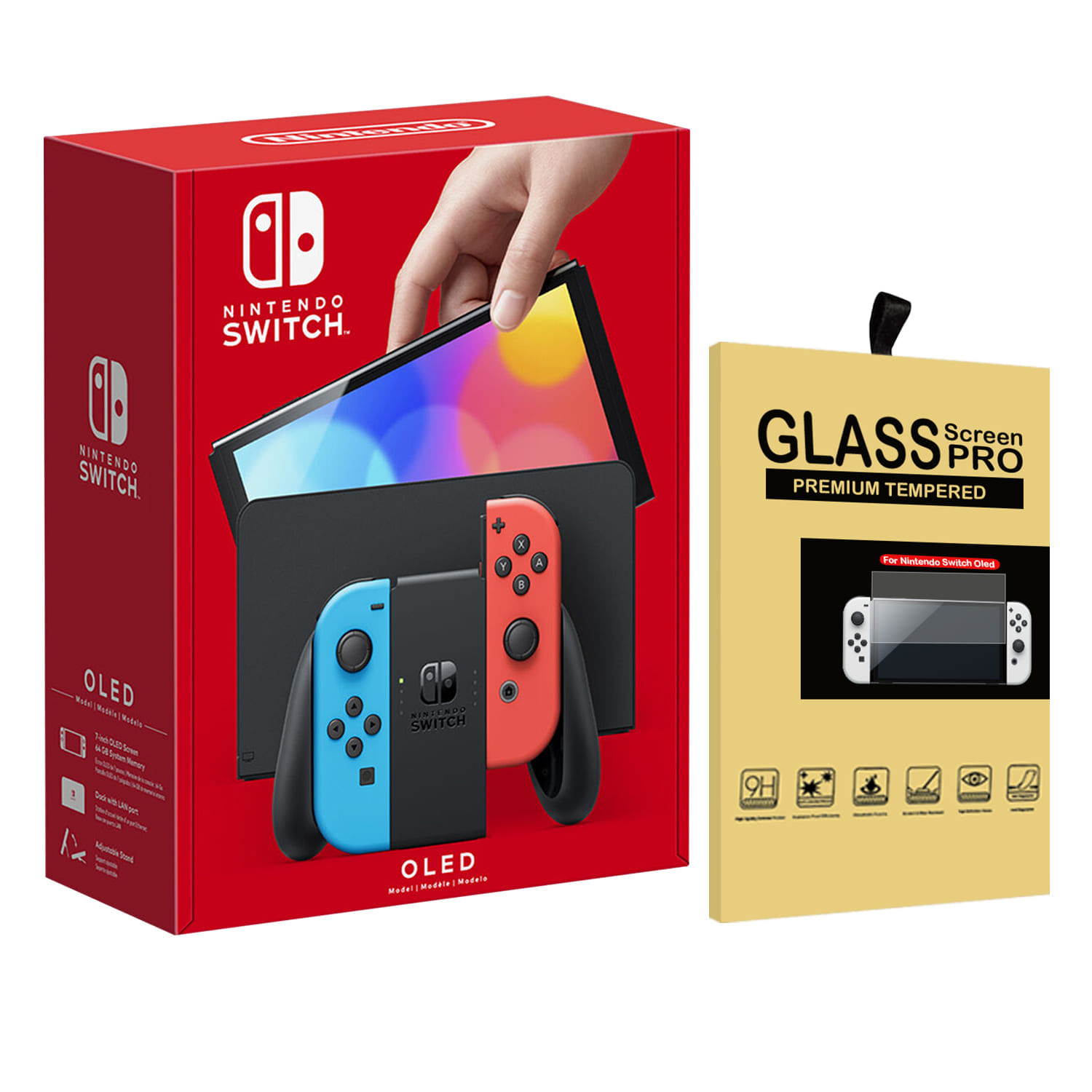 Consola Nintendo Switch OLED Neon + Glass Protector