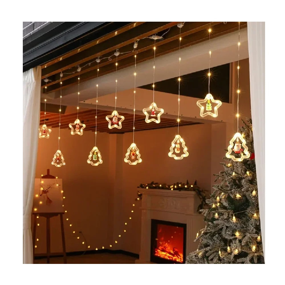 Luces de Navidad Led Guirnalda de Estrellas y Árbol Decoración Navidad - Cálido