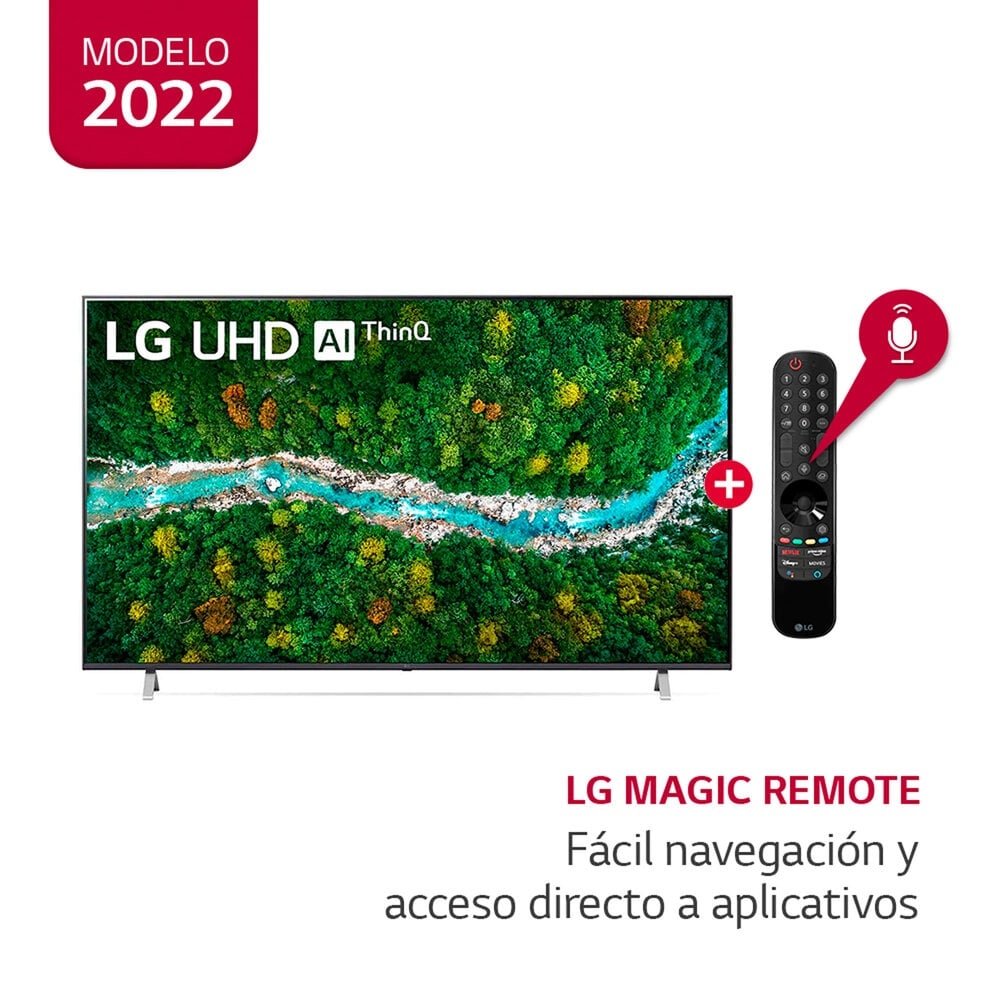 LG UHD ThinQ AI 75'' UP7760 4K Smart TV, 4K Procesador Inteligente