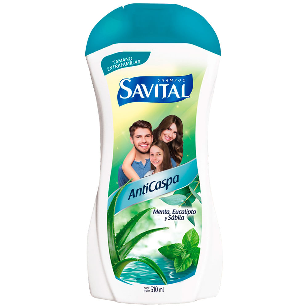 Shampoo SAVITAL Anticaspa Menta, Eucalipto y Sábila Frasco 510ml
