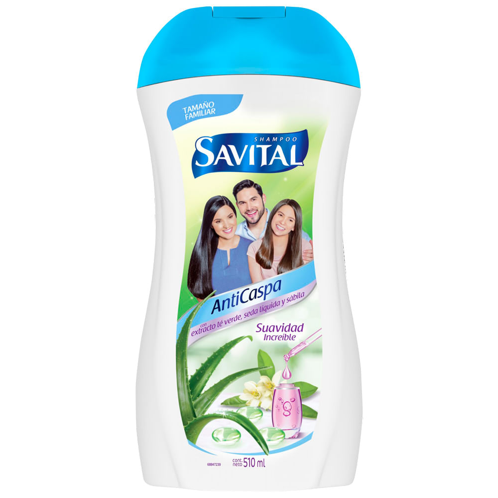Shampoo SAVITAL Anticaspa con Extracto Té Verde Frasco 510ml