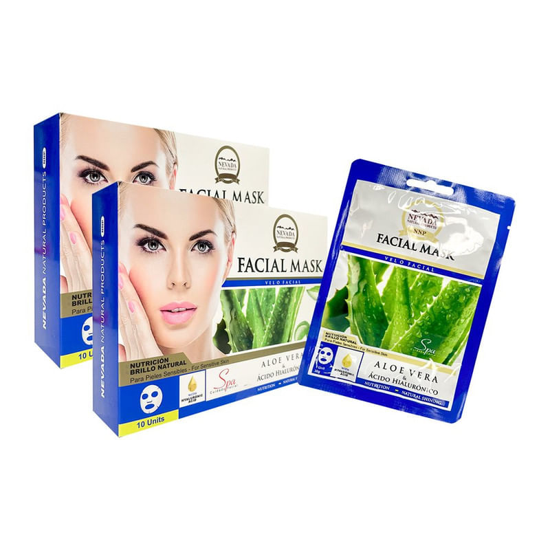 Velo Facial Extracto de Aloe Vera y Acido Hialuronico 10und 2 Pack