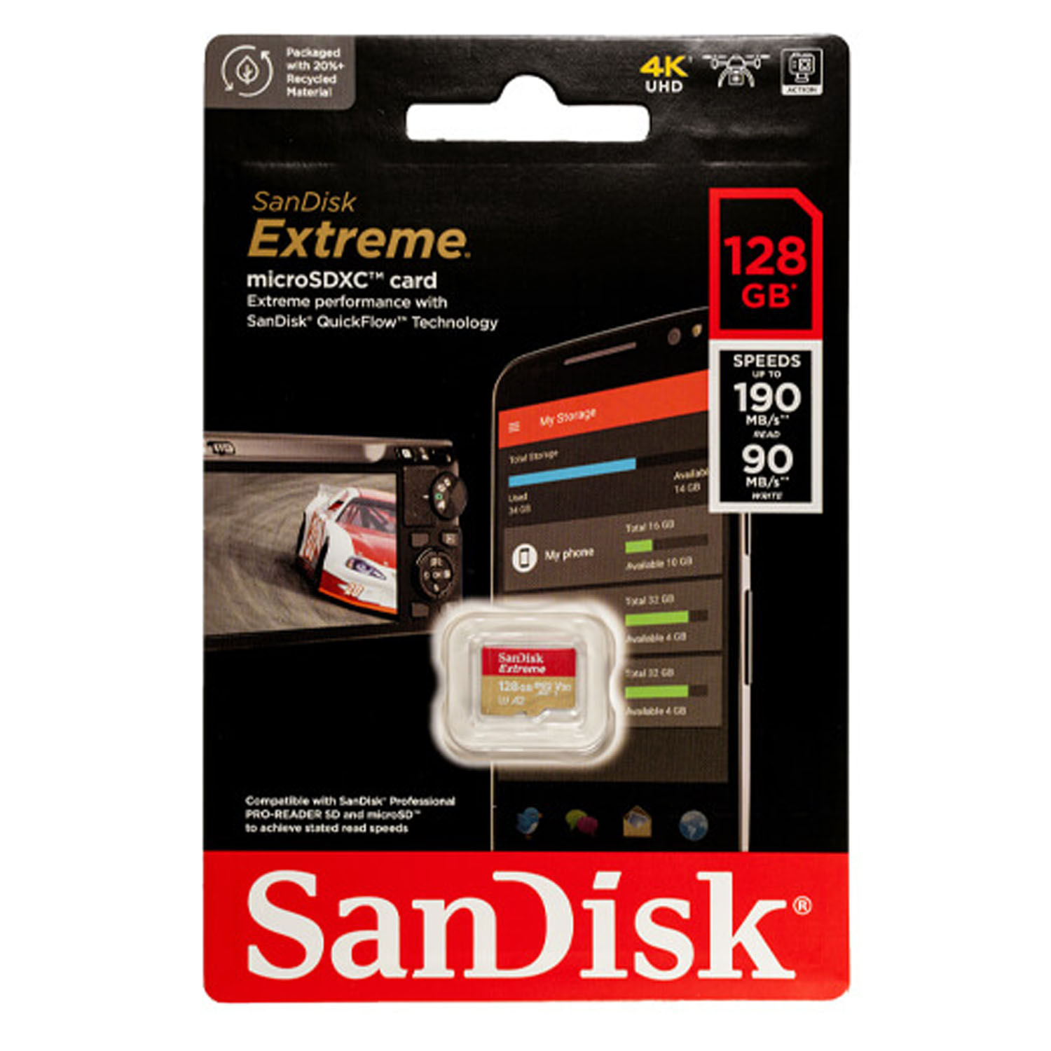 Memoria Micro SD Sandisk Extreme Gopro 128GB A2 U3 190mbs