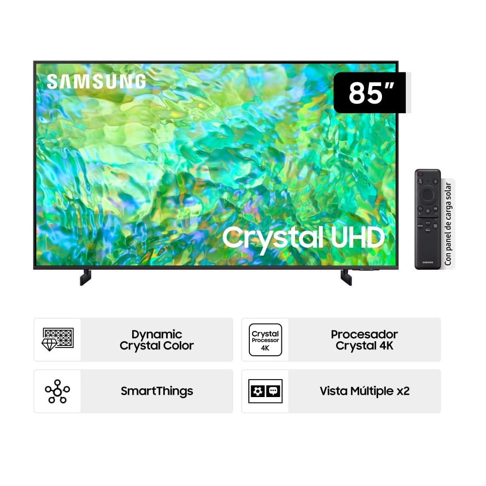 Televisor Samsung Smart TV 85" UHD 4K UN85CU8000GXPE Color Crystal dinámico