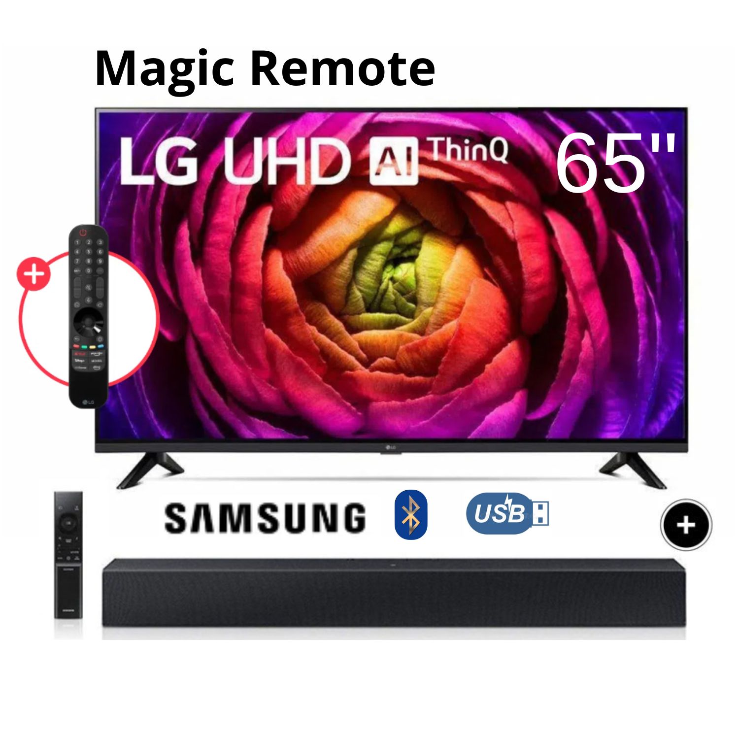 Televisor LG LED  Smart TV 65'' UHD 4K ThinQ AI 65UR7300 + Soundbar HW- C400