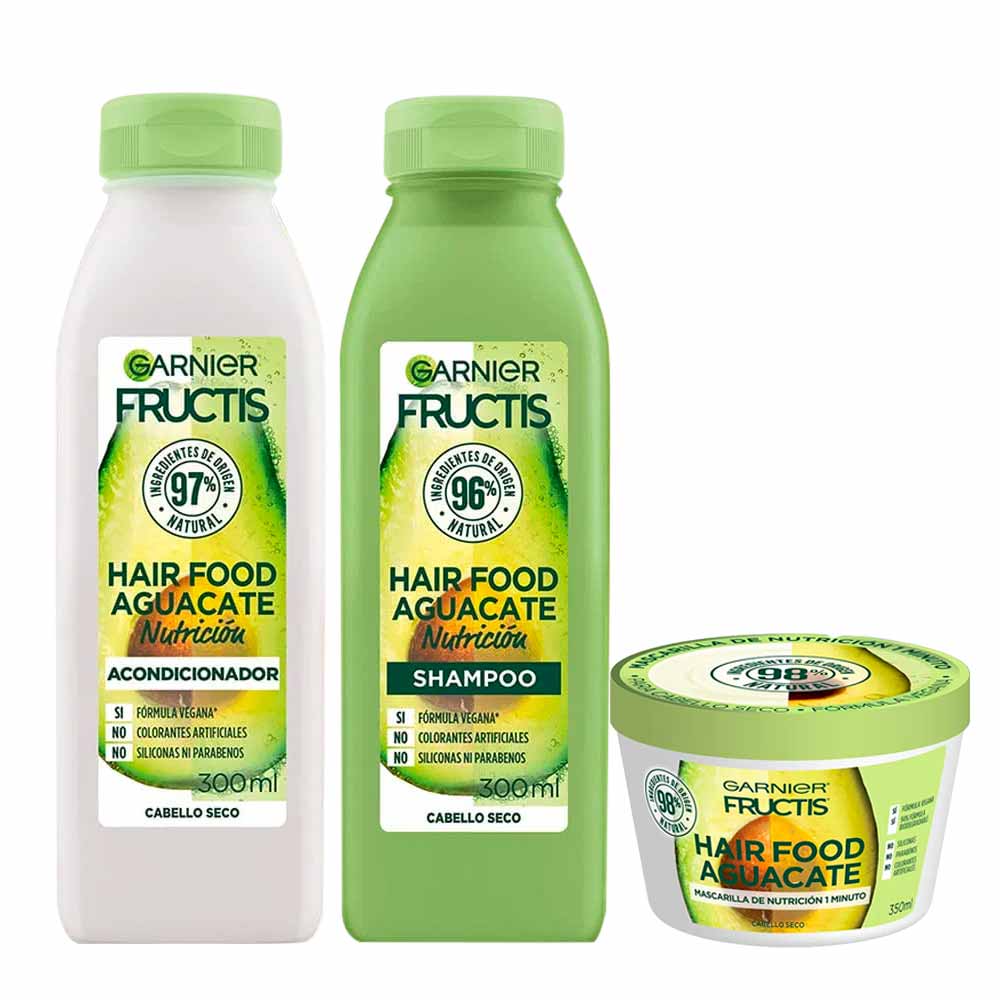 Pack FRUCTIS Acondicionador Hair Food Palta 300ml + Crema Tratamiento Hair Food Palta 350ml + Shampoo Hair Food Palta 300ml