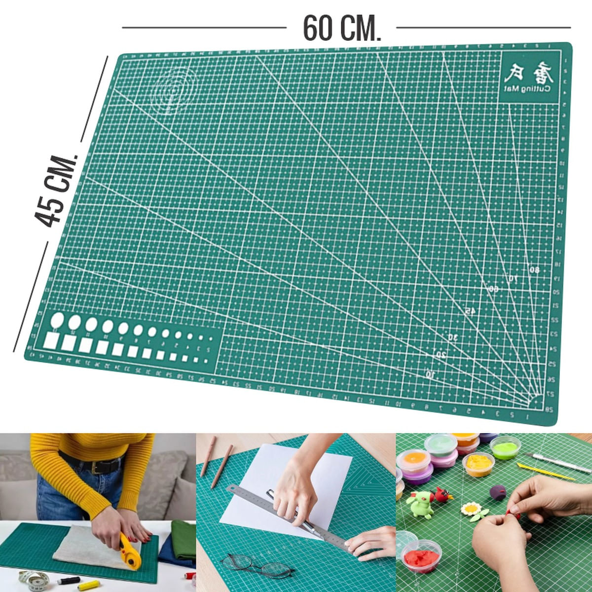 Cutting Mat A2 Plancha de Corte 60 x 45 cm. Autocurativa Verde