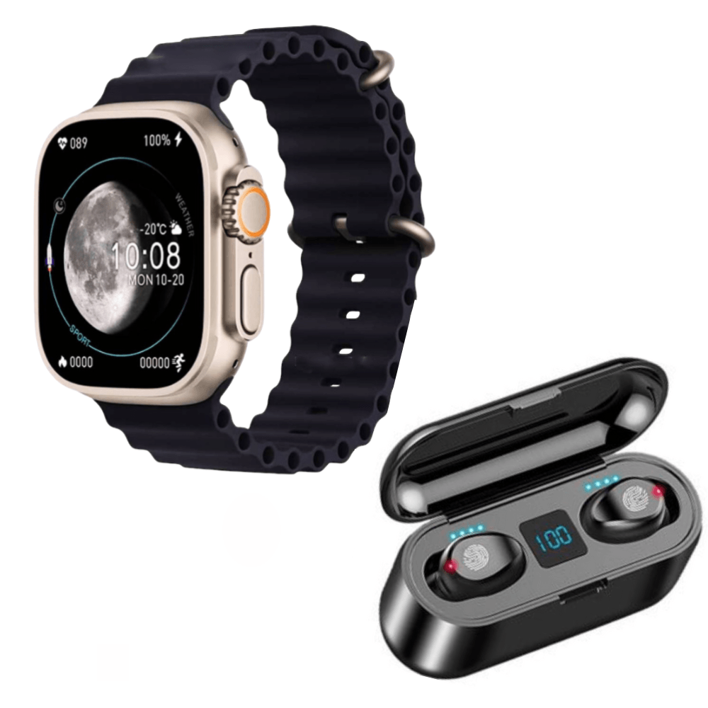 Pack Smartwatch Hello Watch 3 Negro 4GB Amoled Acuatico y Audífono F9