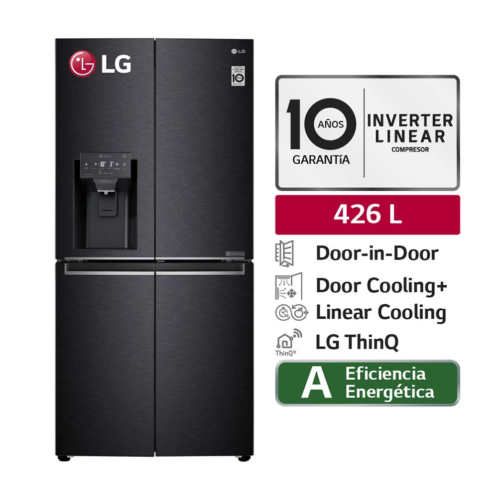 Refrigeradora LG LM57SDT French Door Hygiene Fresh 426L Negro