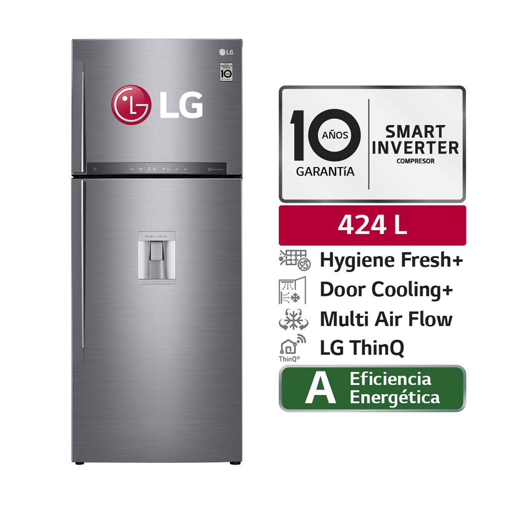 Refrigeradora LG GT44AGP Top Freezer Door Cooling 424L Plateado