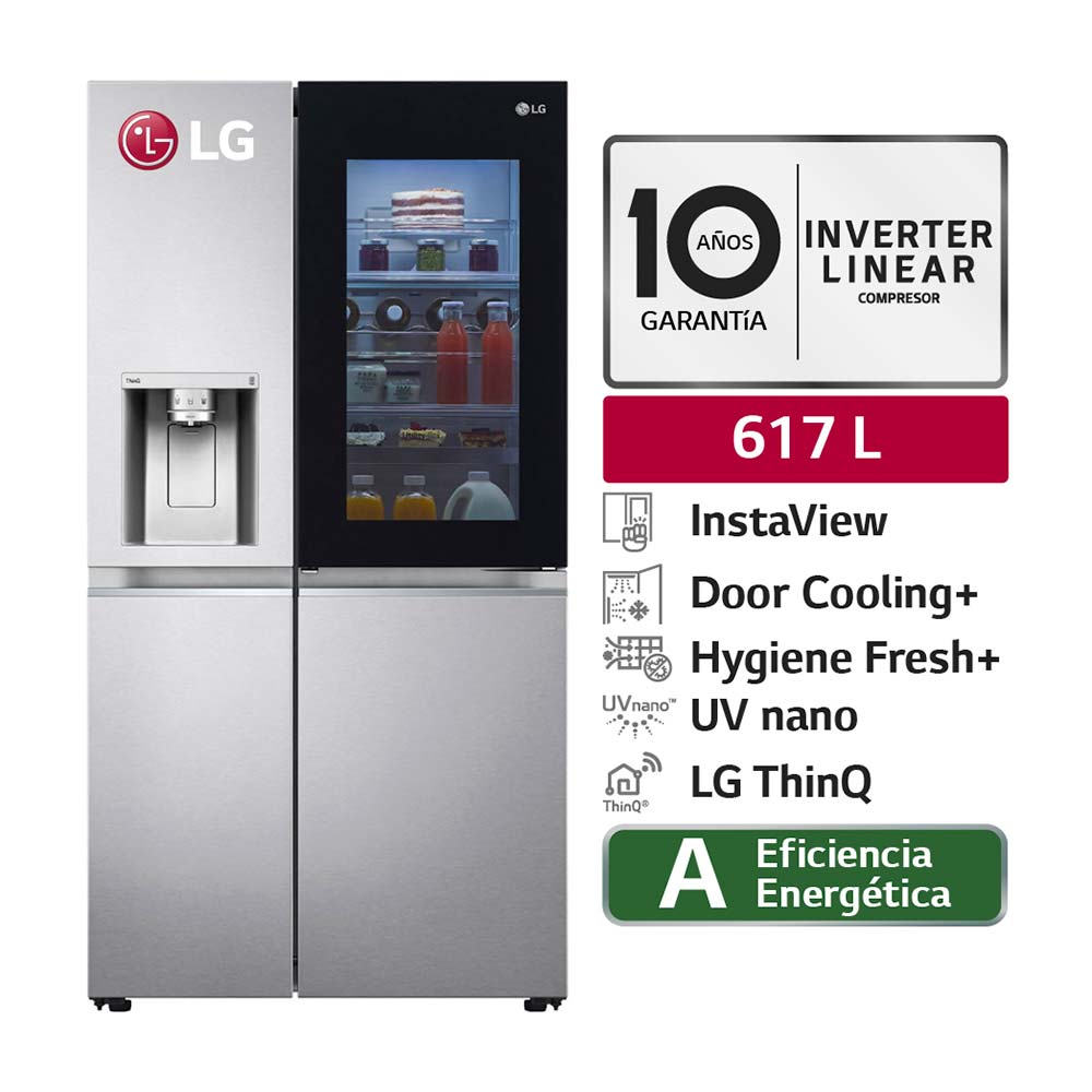 Refrigeradora LG LS66SXN Side By Side Instaview 601L Plateado