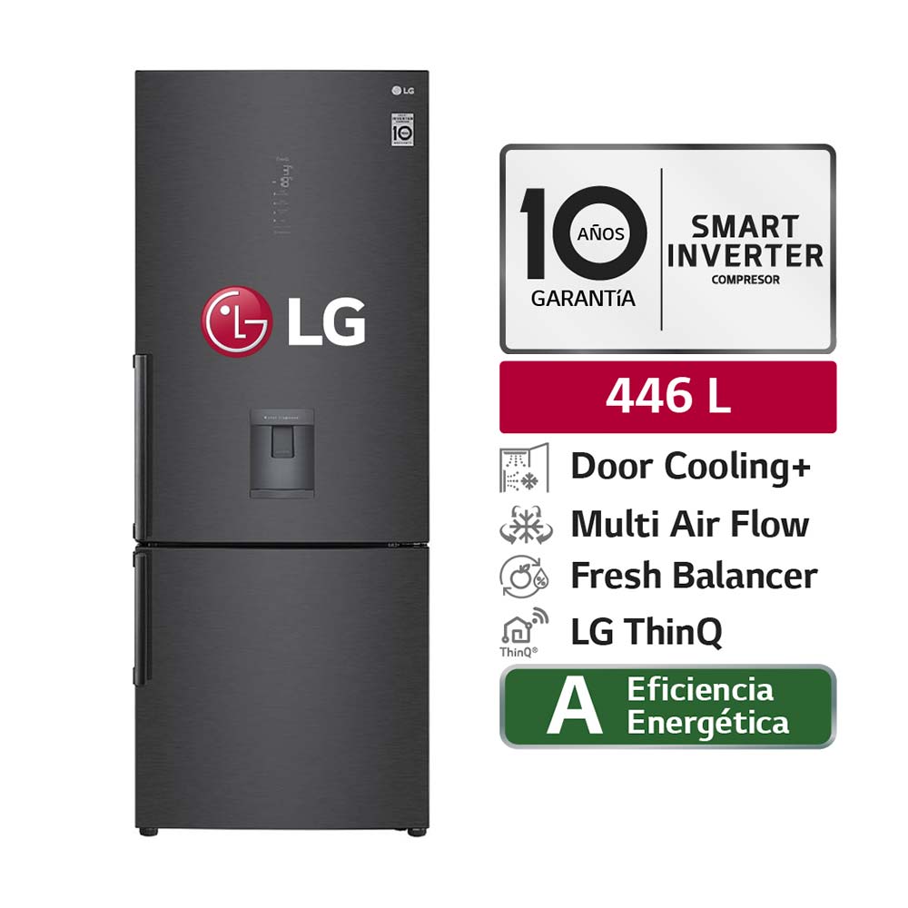 Refrigeradora LG GB46TGT Bottom Freezer Door Cooling 446L Negro
