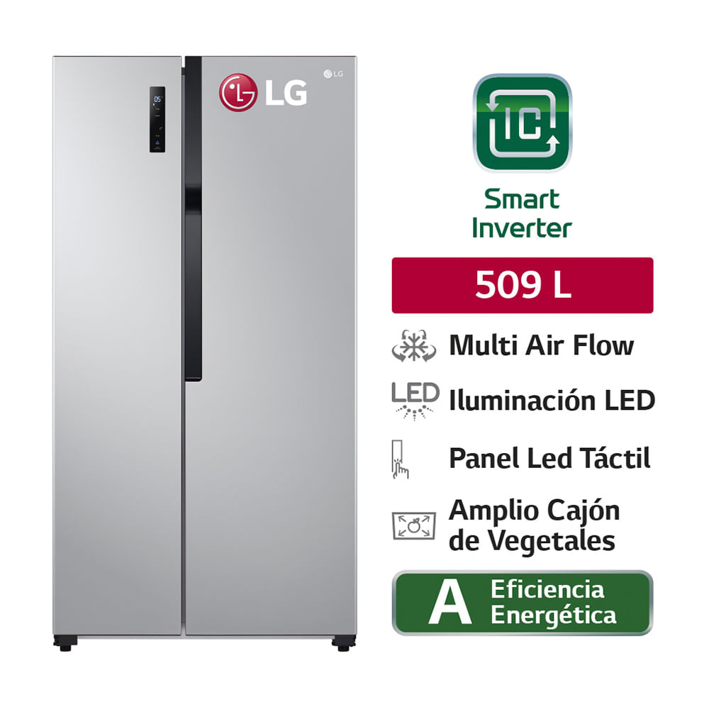 Refrigeradora LG LS51BPP Side By Side Smart Inverter 509L Plateado