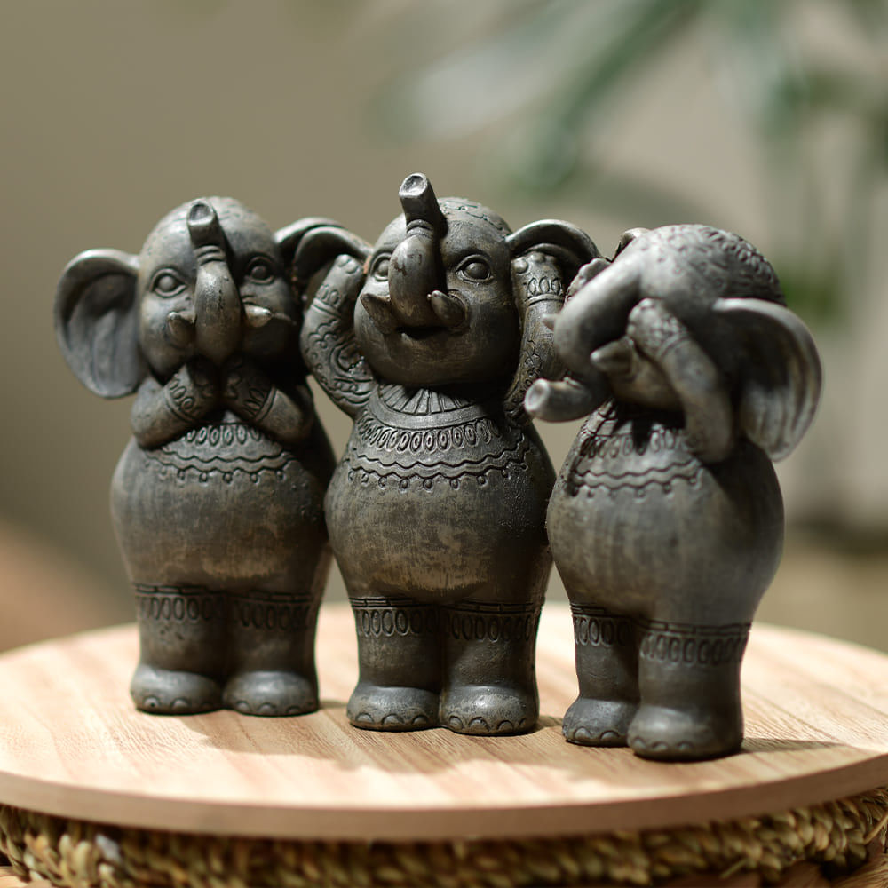 Set de elefantes decorativos 3 piezas