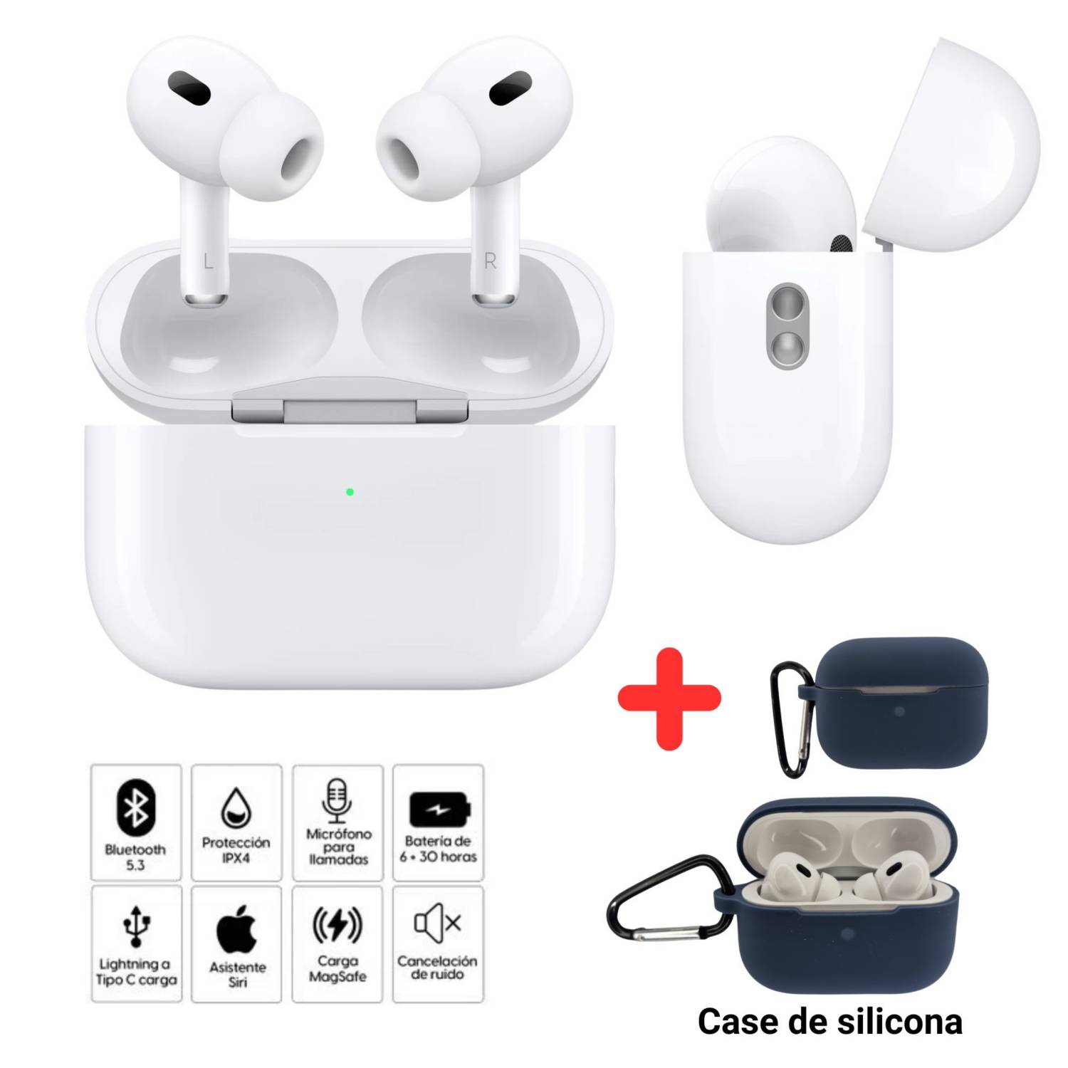 Audífonos Genéricos Compatibles con Apple Pro 2da Generación y Case Azul