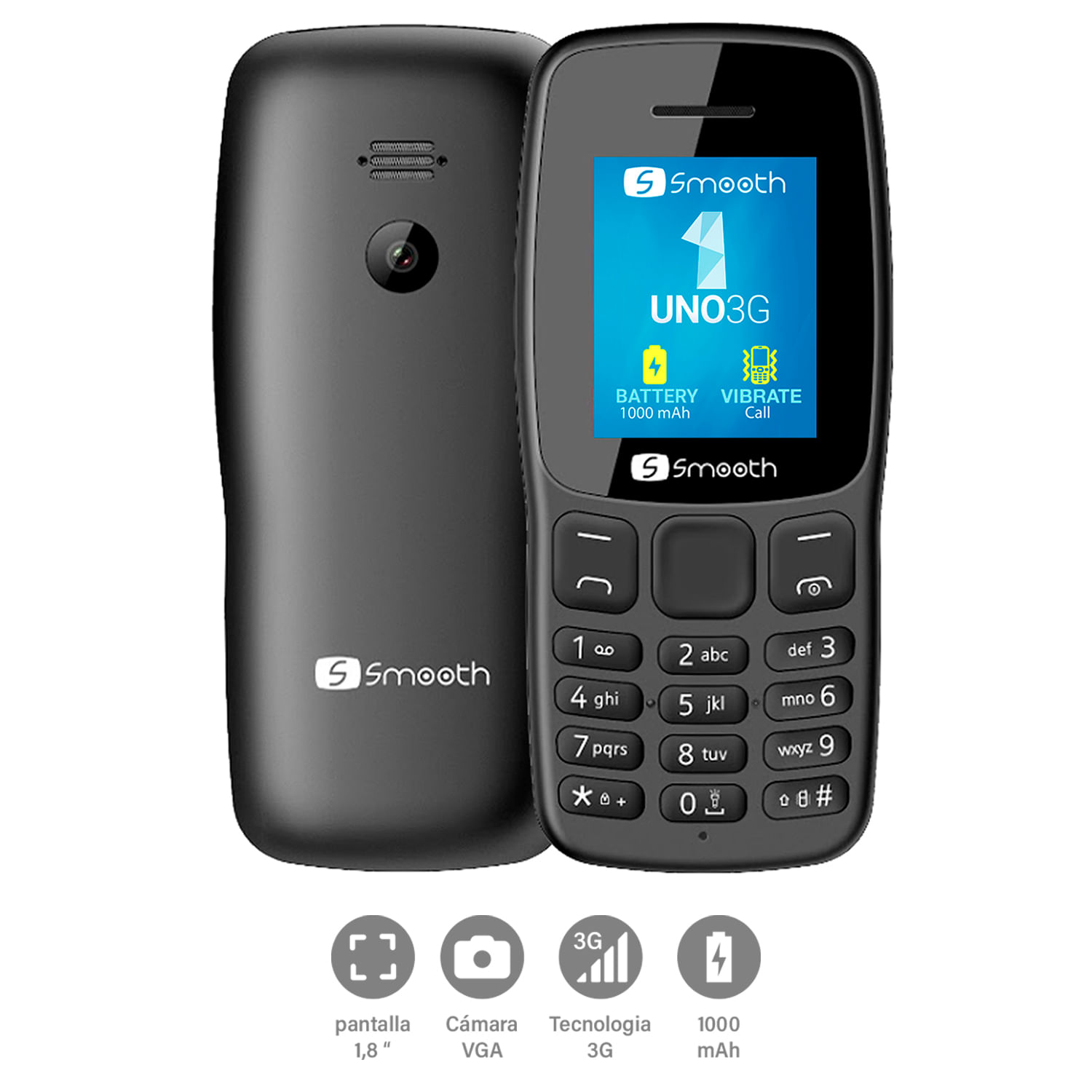 Teléfono Móvil Smooth Uno 3g Dual Sim Bluetooth Gris