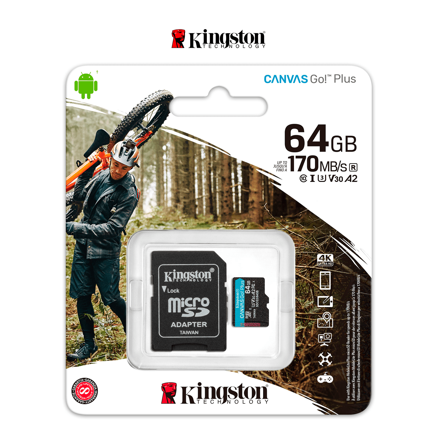 Memoria Micro SD Kingston Canvas Go! Plus 64GB 170 Mb/S