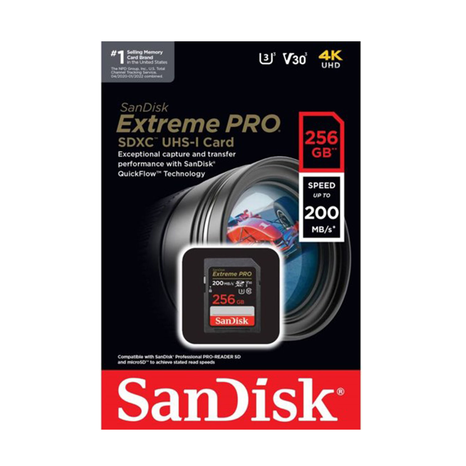 Memoria SD Sandisk Extreme Pro 256GB 4k UHS-I C10 U3 200mbs